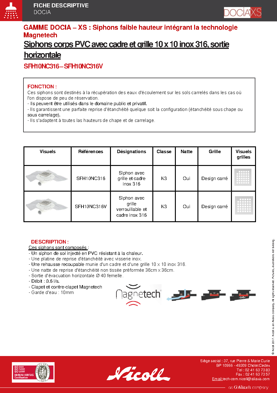 Fiche technique fournisseur
