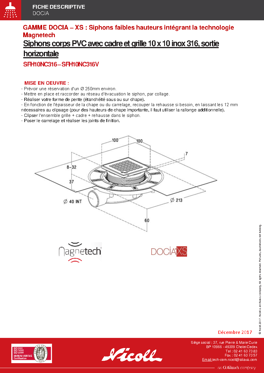 Fiche technique fournisseur