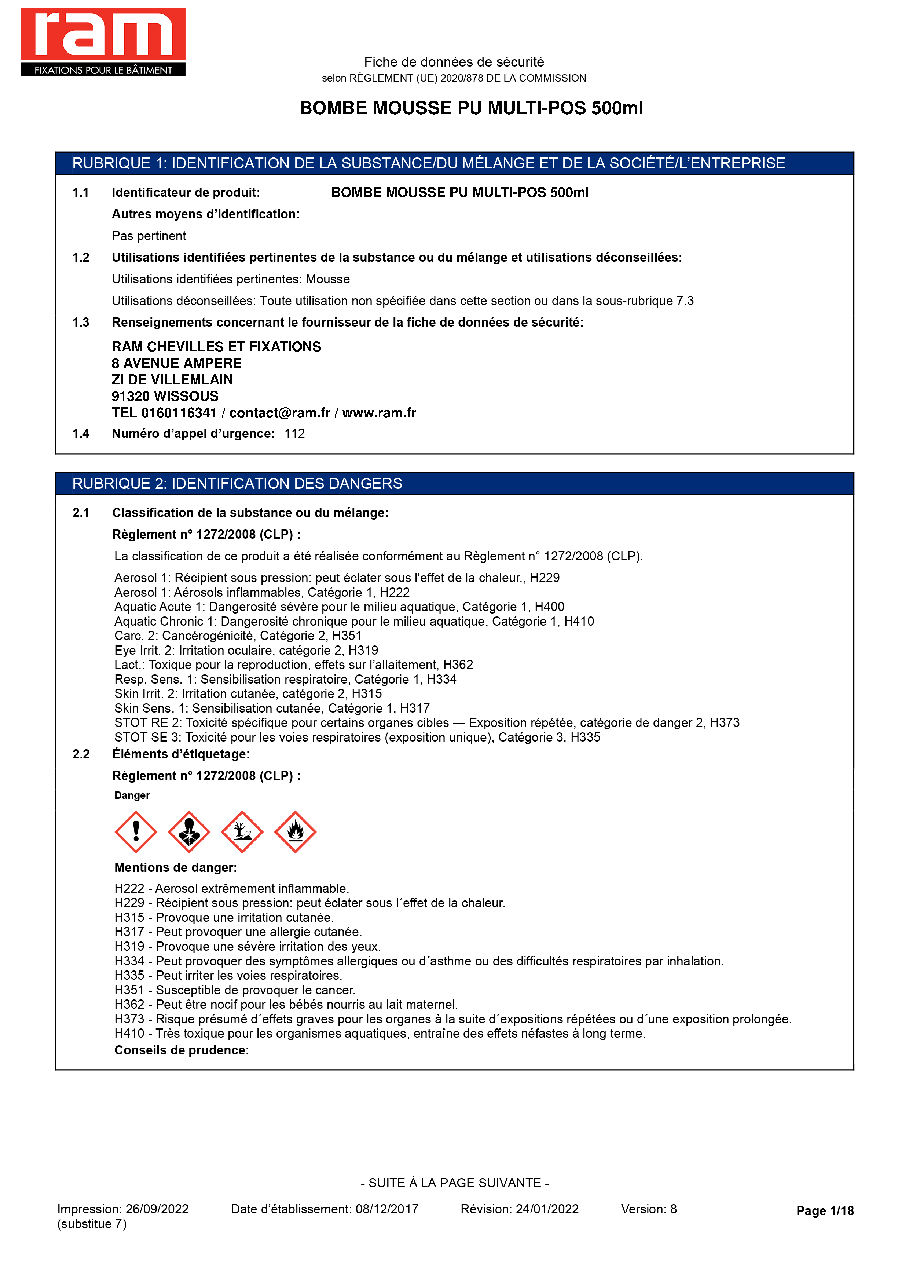 Fiche technique fournisseur