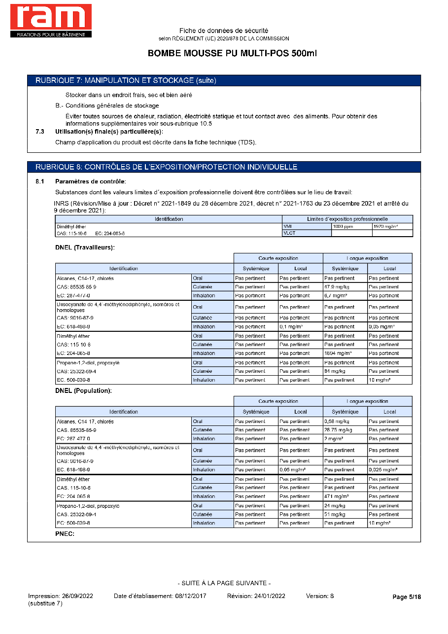 Fiche technique fournisseur