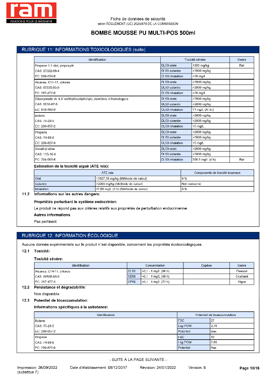 Fiche technique fournisseur