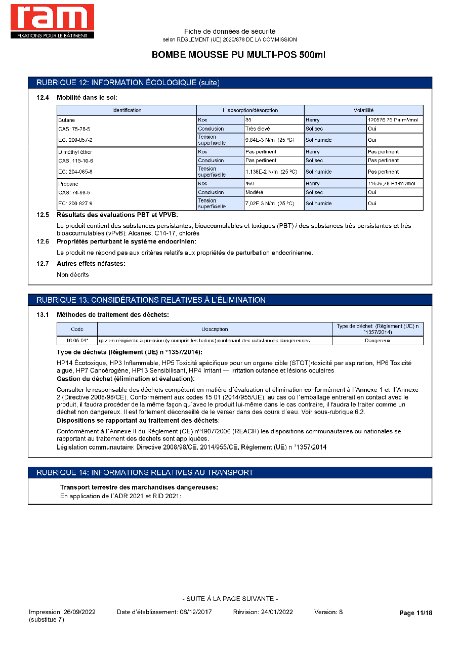 Fiche technique fournisseur