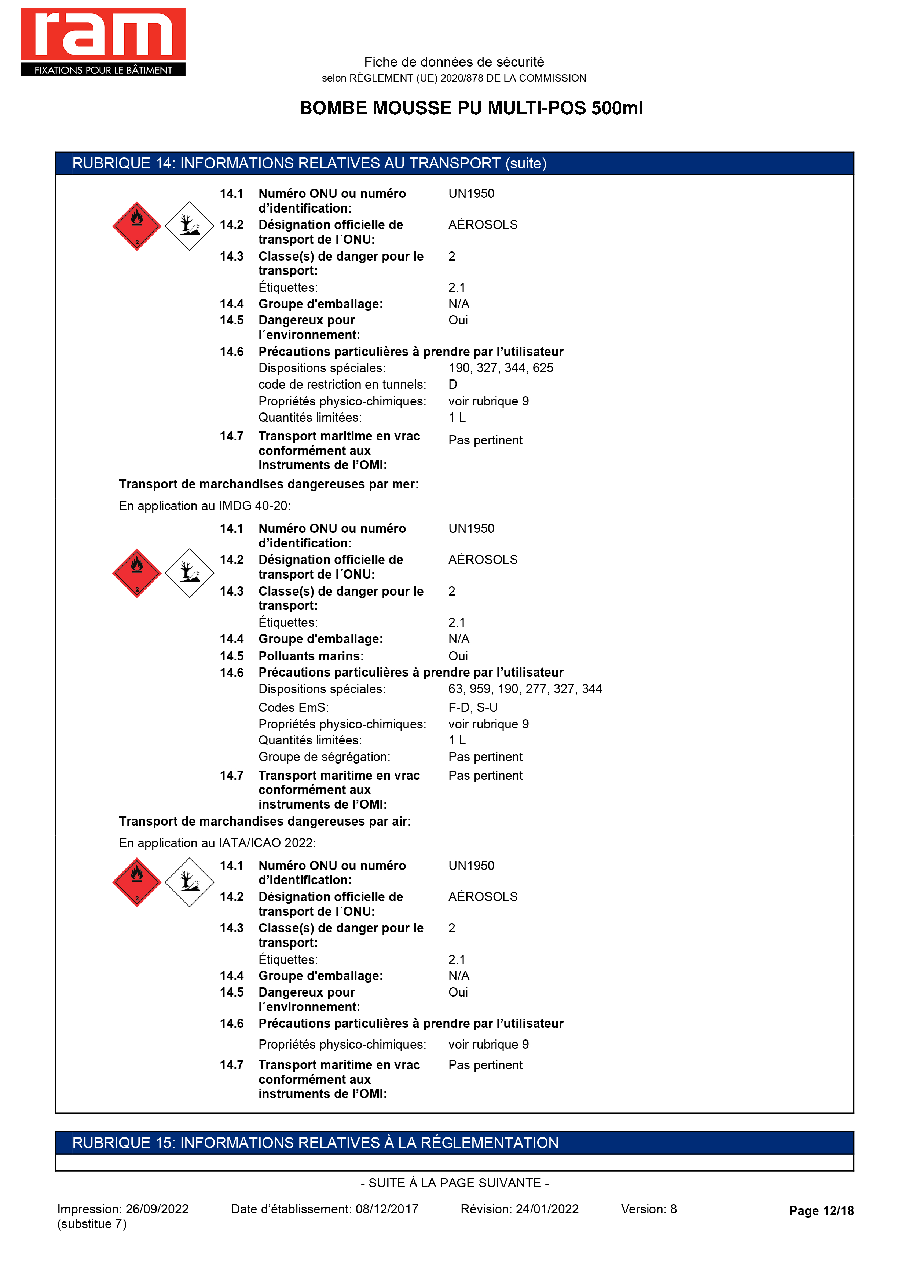 Fiche technique fournisseur