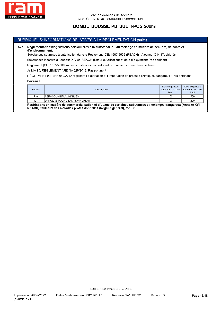 Fiche technique fournisseur