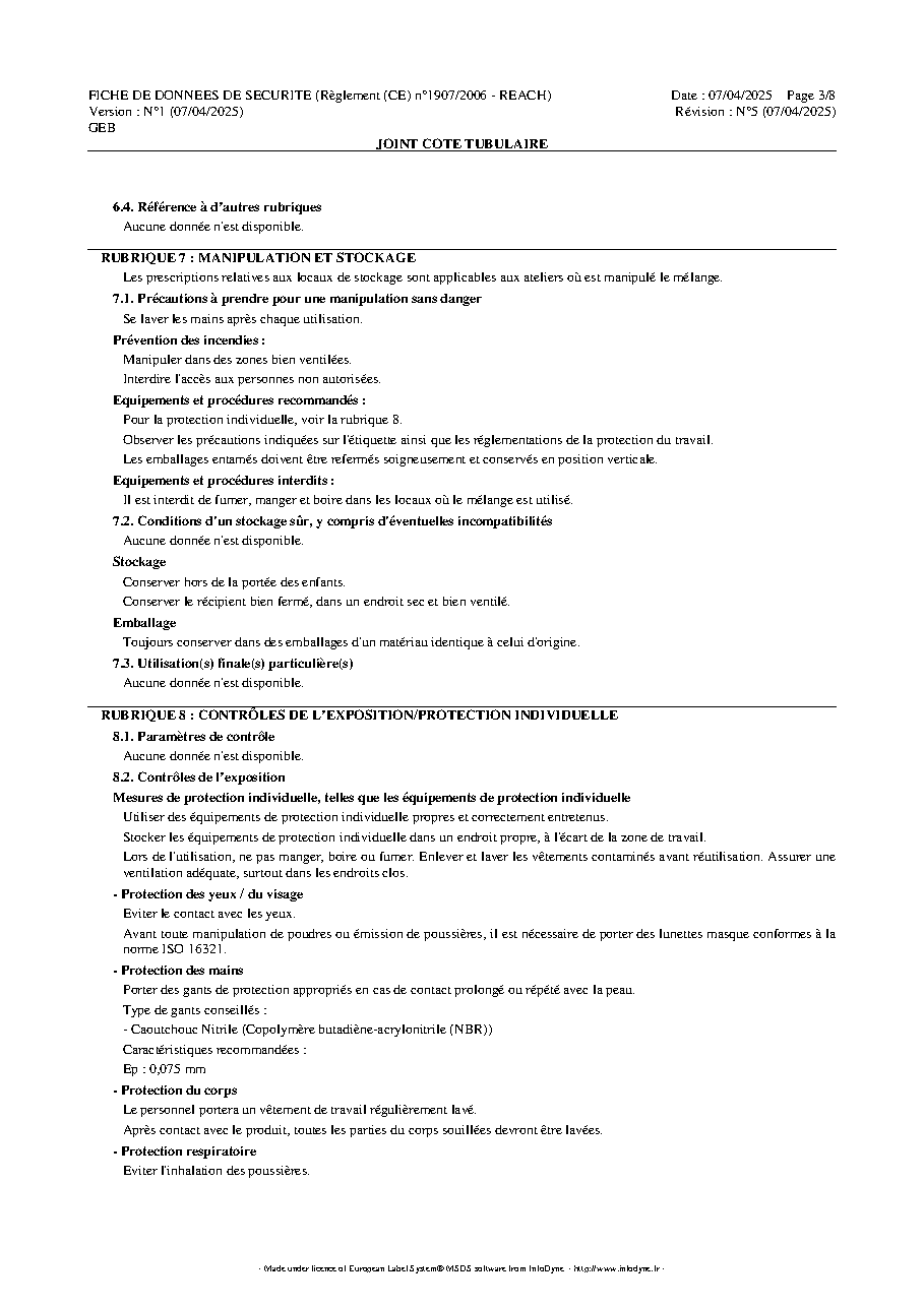 Fiche technique fournisseur