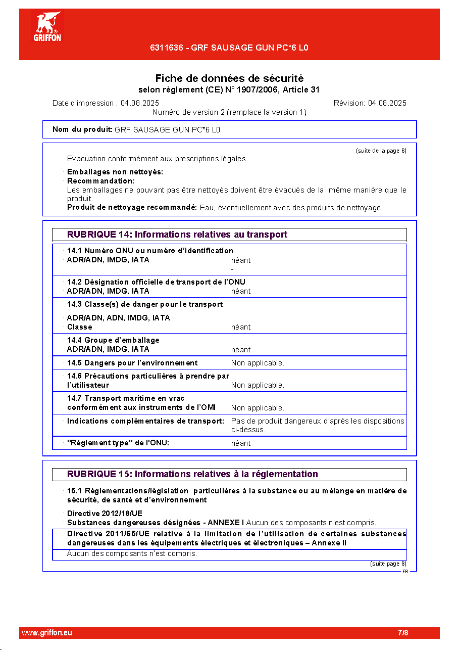 Fiche technique fournisseur