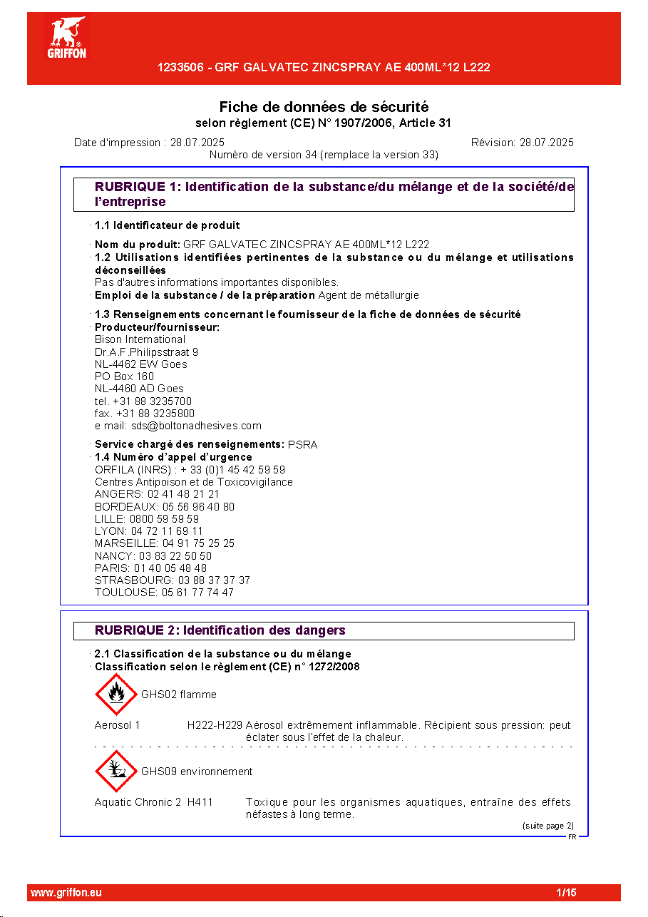 Fiche technique fournisseur