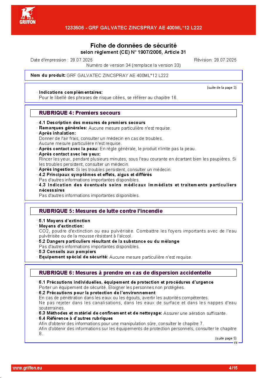 Fiche technique fournisseur