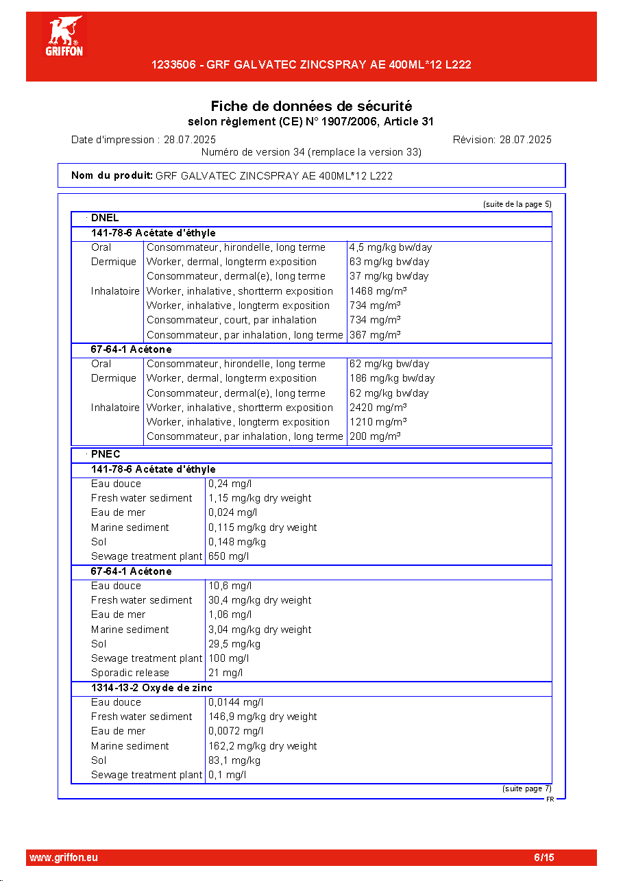 Fiche technique fournisseur