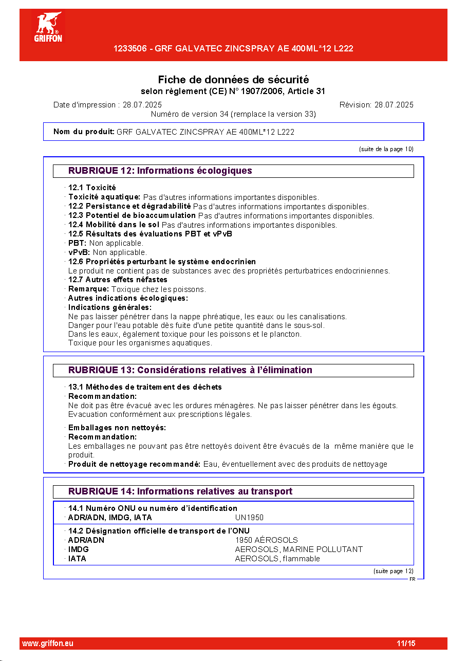 Fiche technique fournisseur
