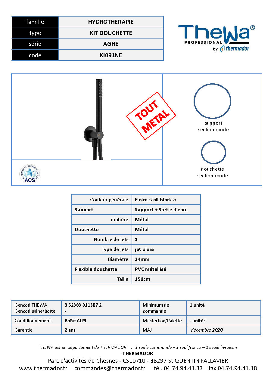 Fiche technique fournisseur