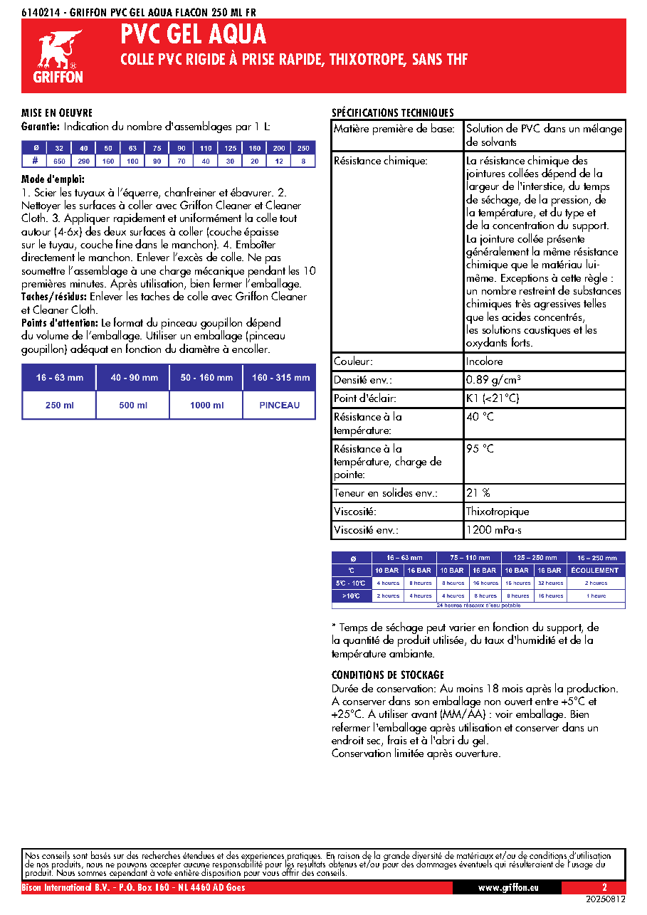 Fiche technique fournisseur