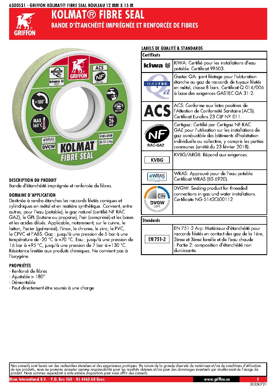 Fiche technique fournisseur