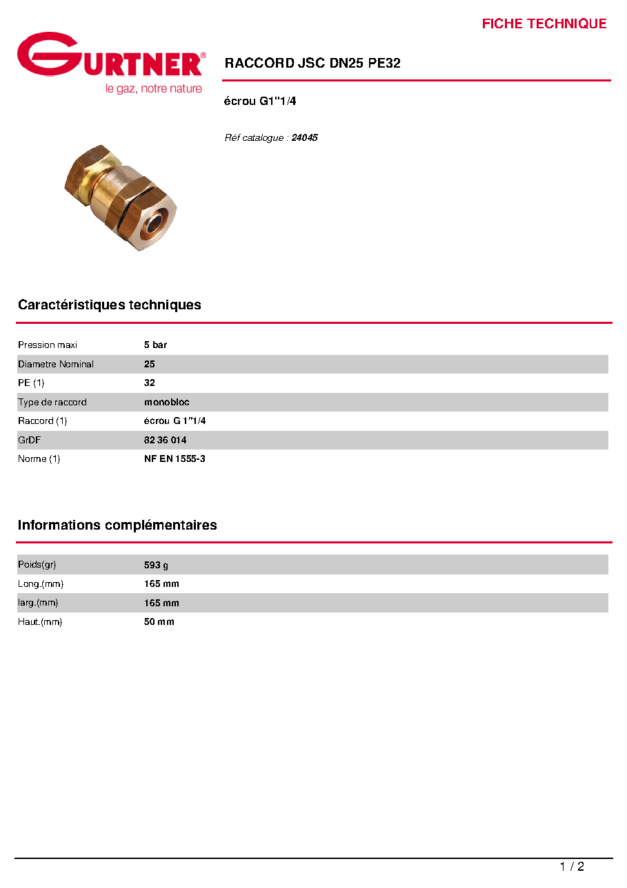 Fiche technique fournisseur
