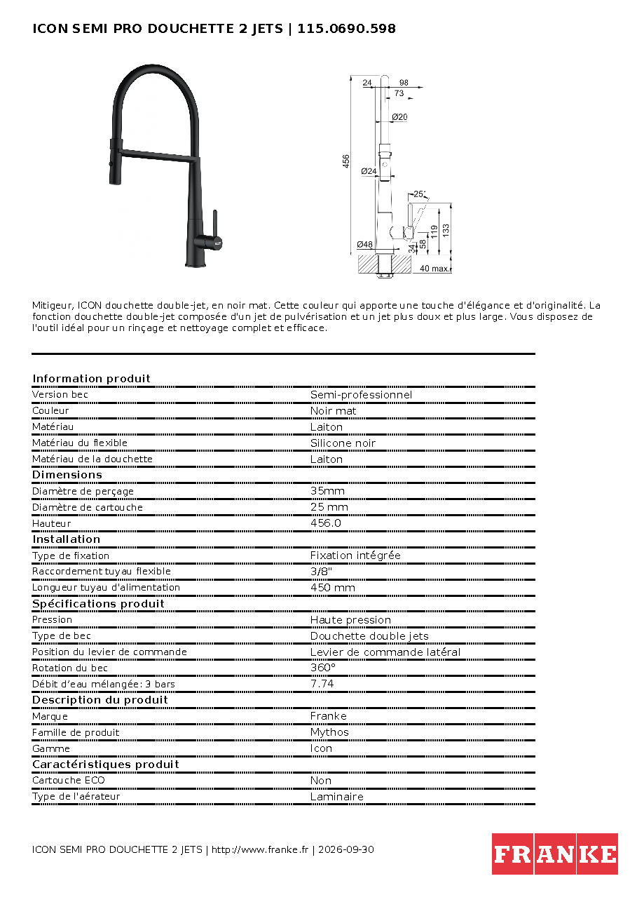 Fiche technique fournisseur