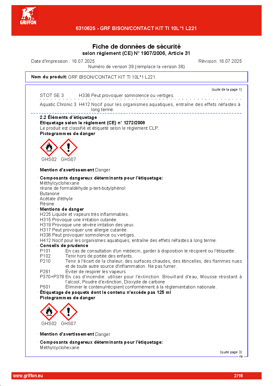 Fiche technique fournisseur