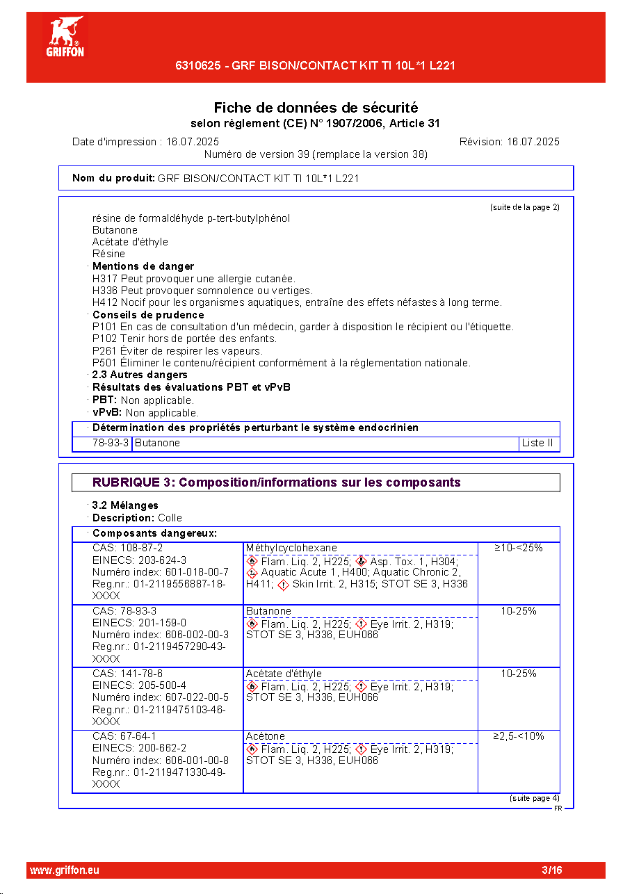 Fiche technique fournisseur