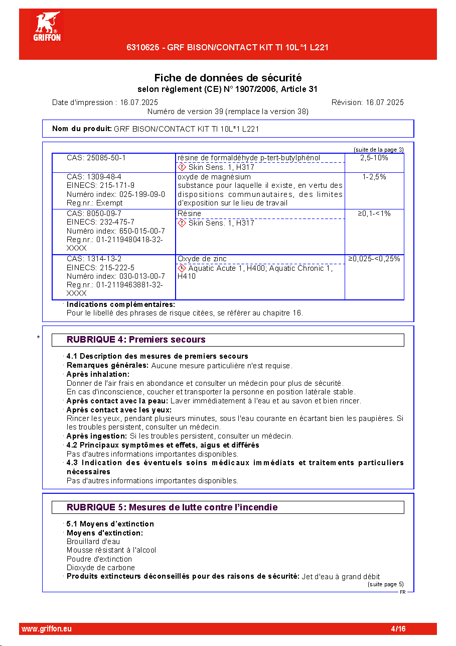 Fiche technique fournisseur