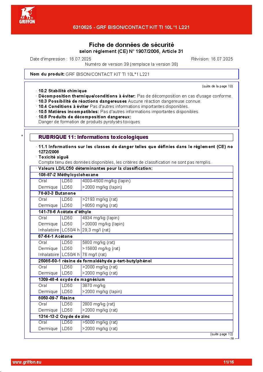 Fiche technique fournisseur