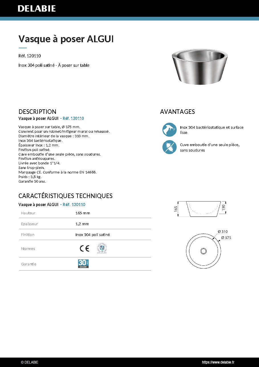 Fiche technique fournisseur