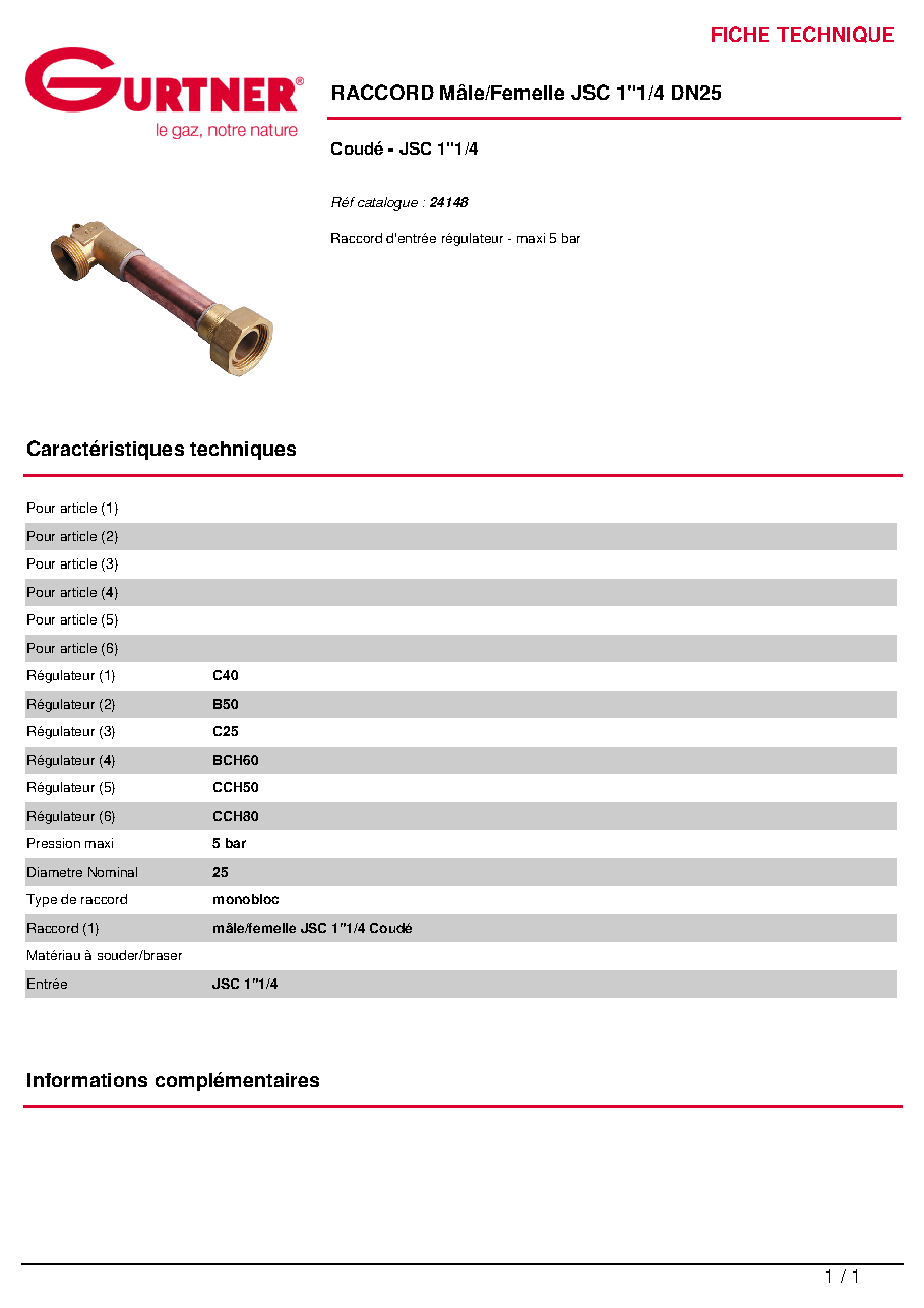 Fiche technique fournisseur