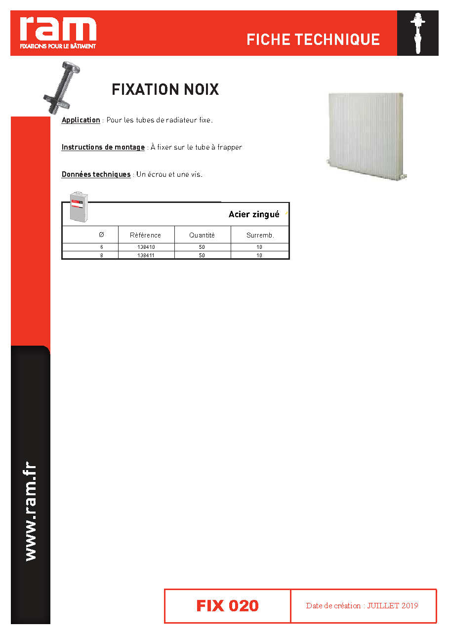 Fiche technique fournisseur