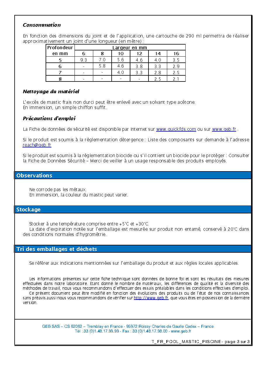 Fiche technique fournisseur