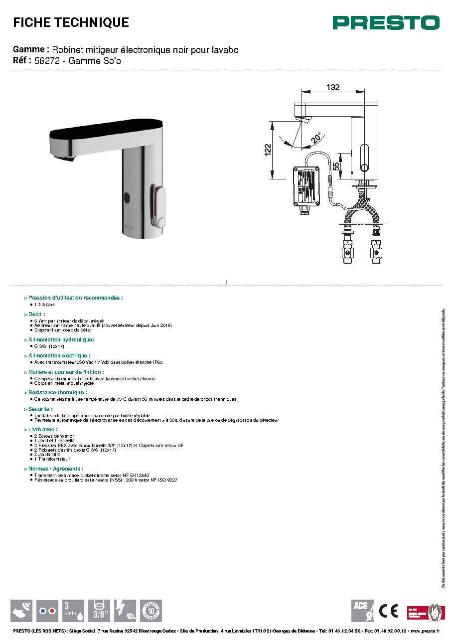 Fiche technique fournisseur