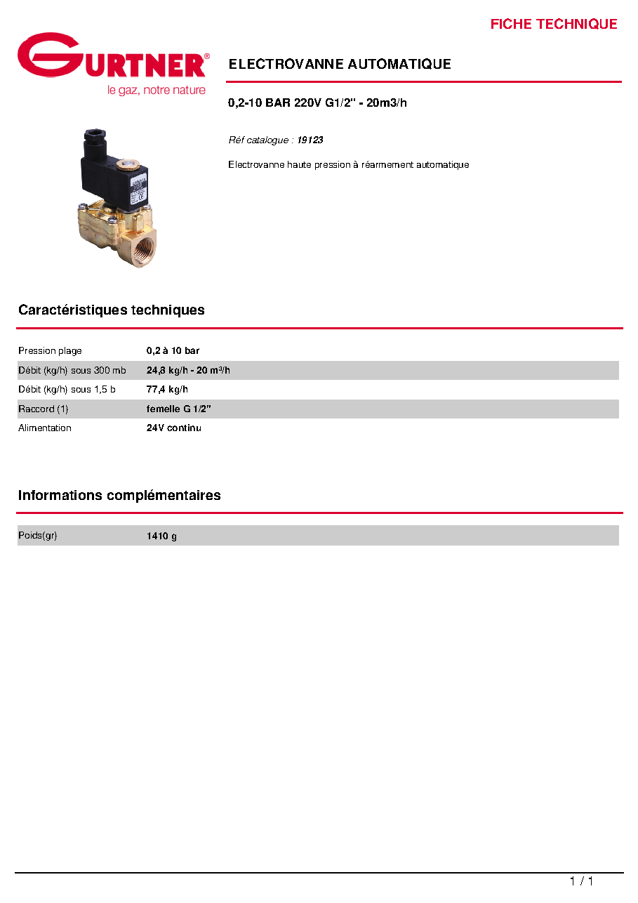 Fiche technique fournisseur
