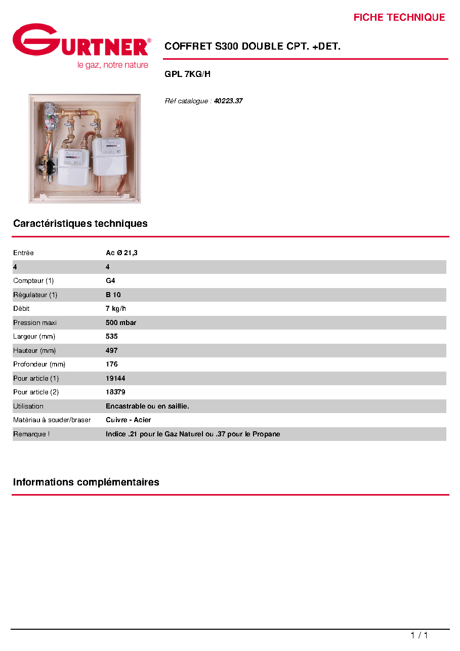 Fiche technique fournisseur