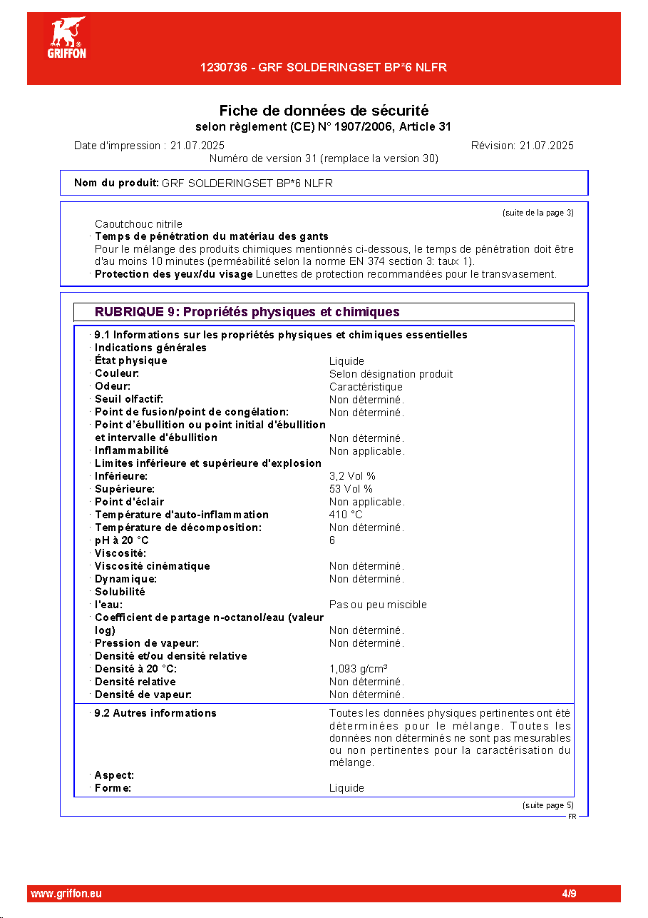 Fiche technique fournisseur