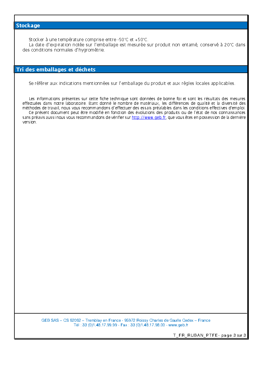 Fiche technique fournisseur