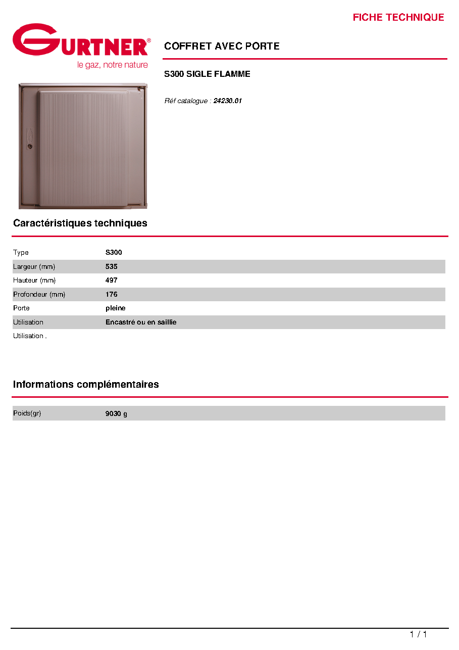 Fiche technique fournisseur
