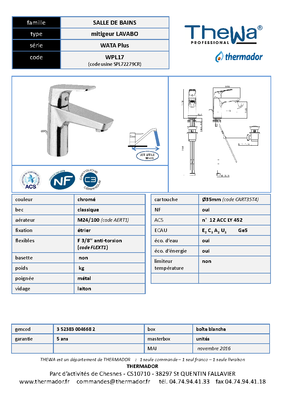 Fiche technique fournisseur