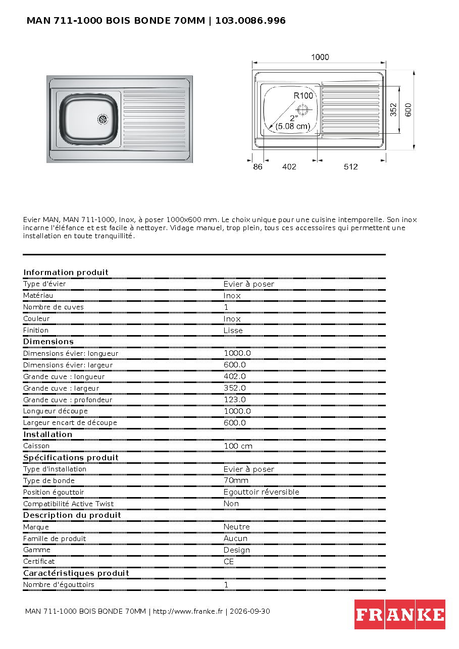 Fiche technique fournisseur