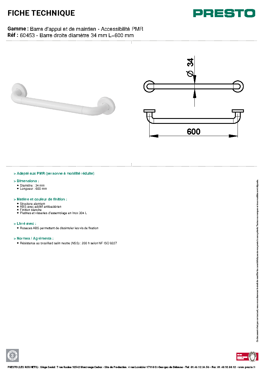 Fiche technique fournisseur