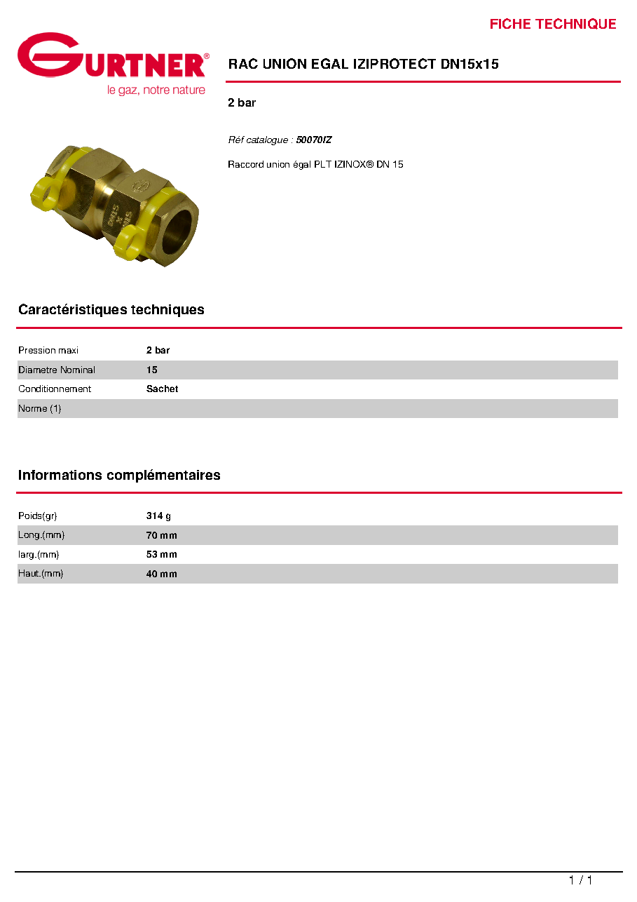 Fiche technique fournisseur