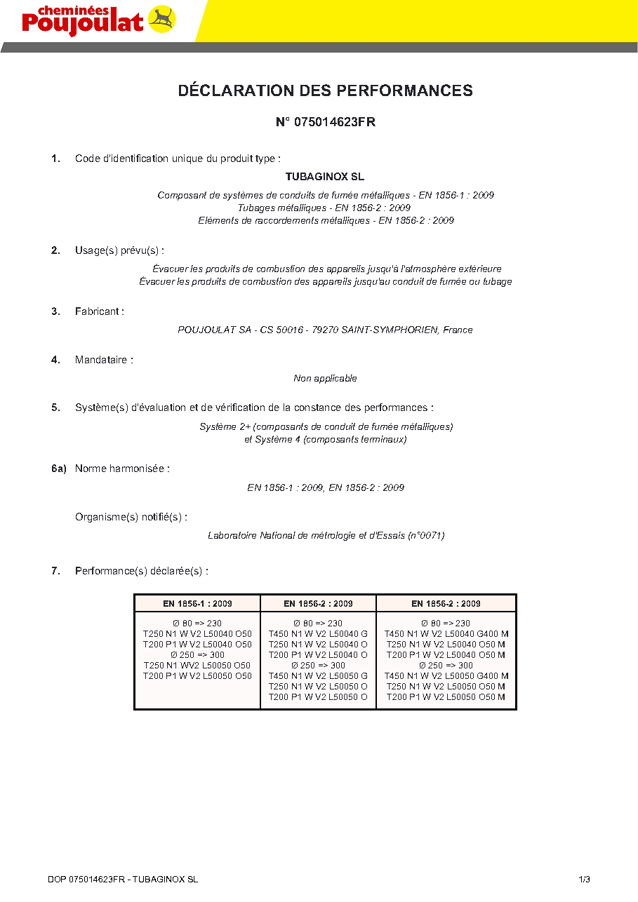 Fiche technique fournisseur