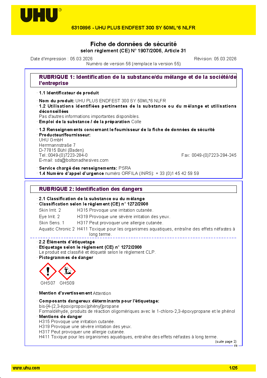 Fiche technique fournisseur