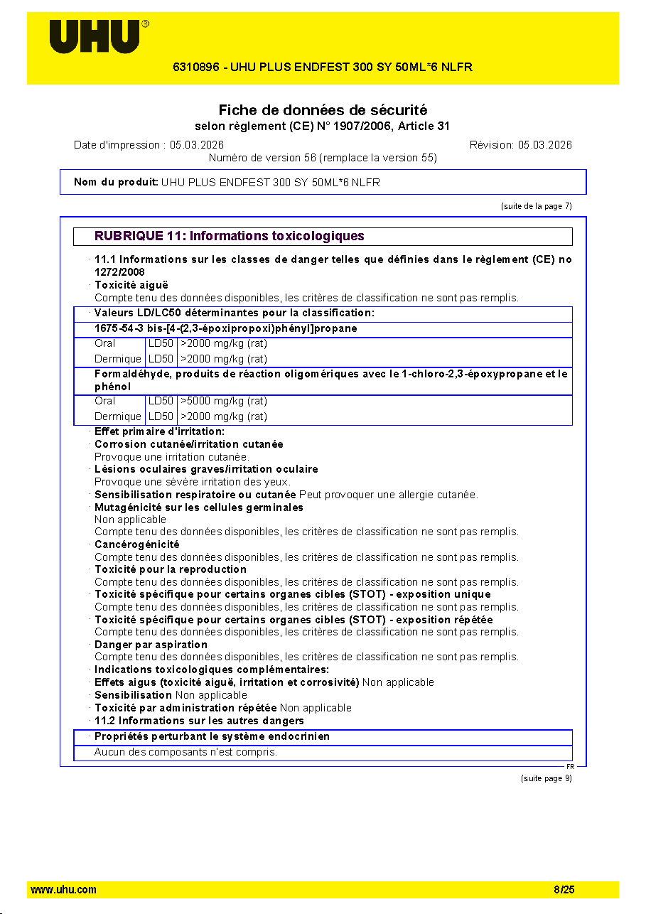 Fiche technique fournisseur