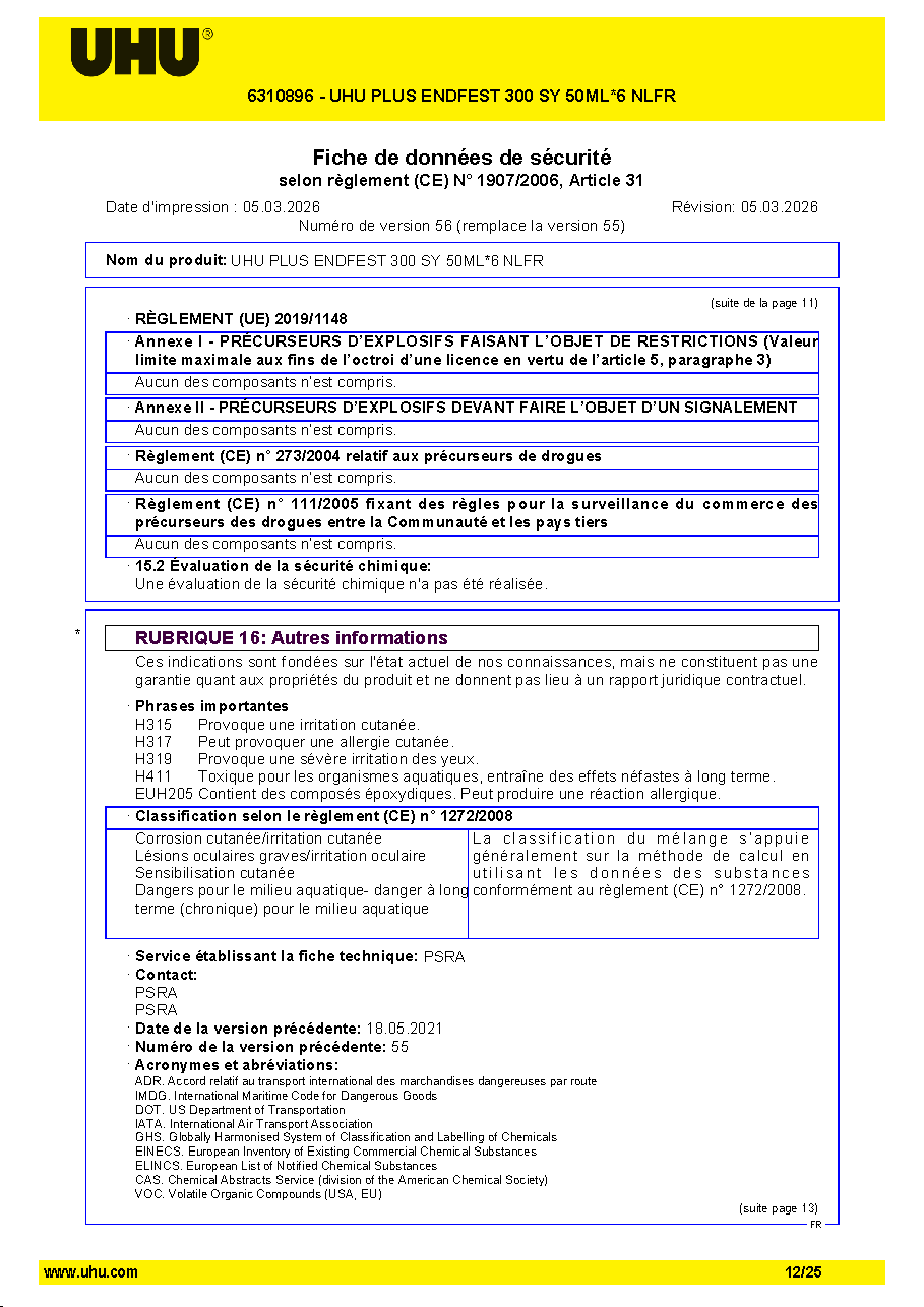Fiche technique fournisseur
