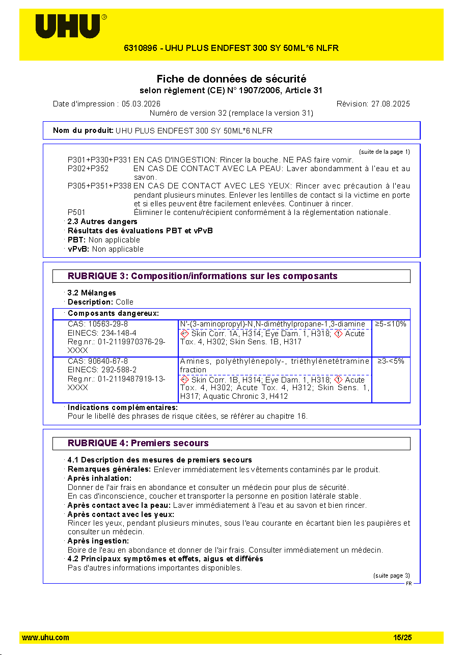 Fiche technique fournisseur
