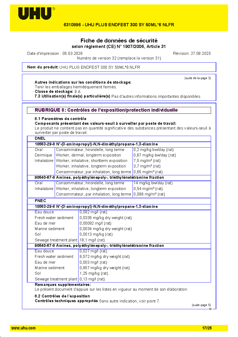 Fiche technique fournisseur