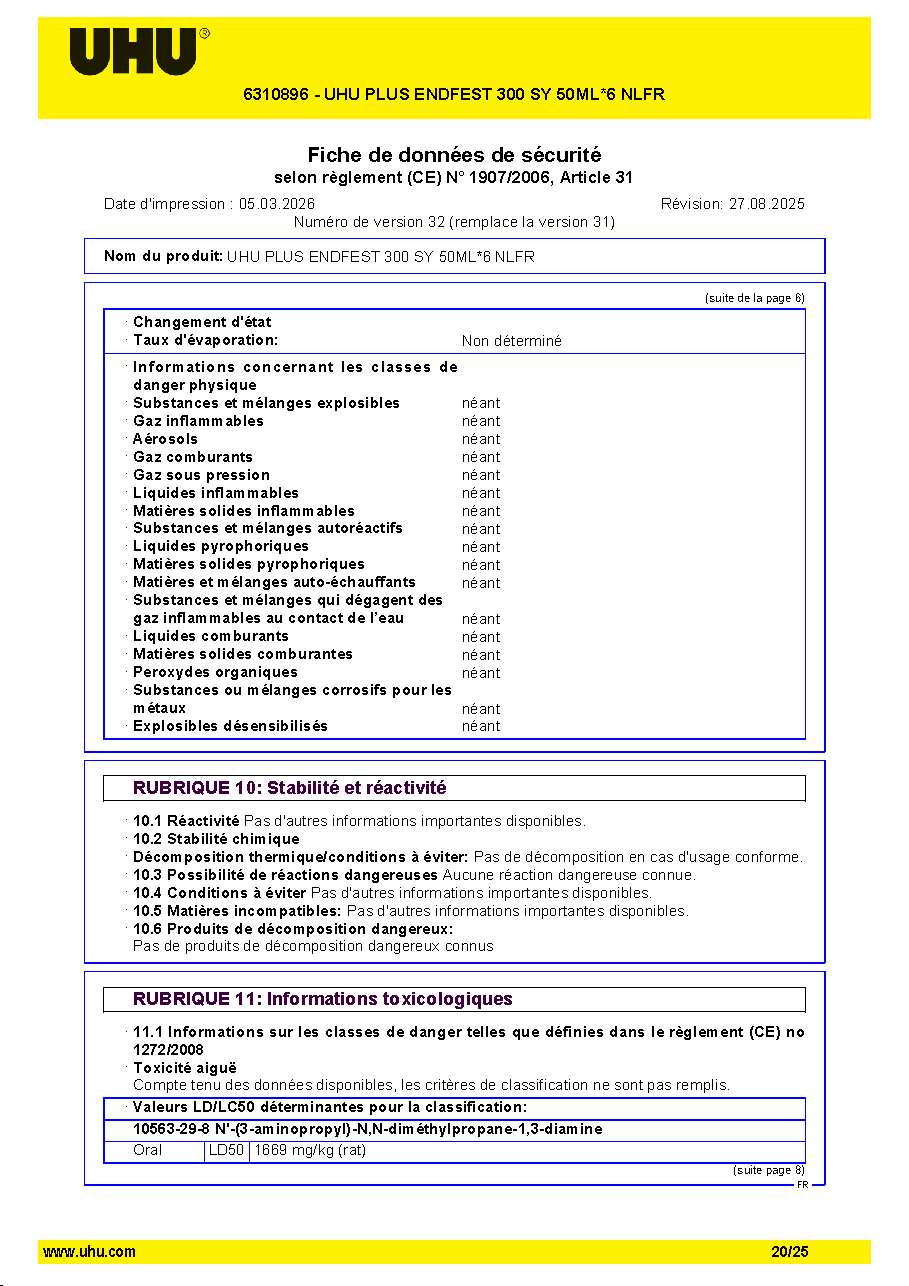 Fiche technique fournisseur