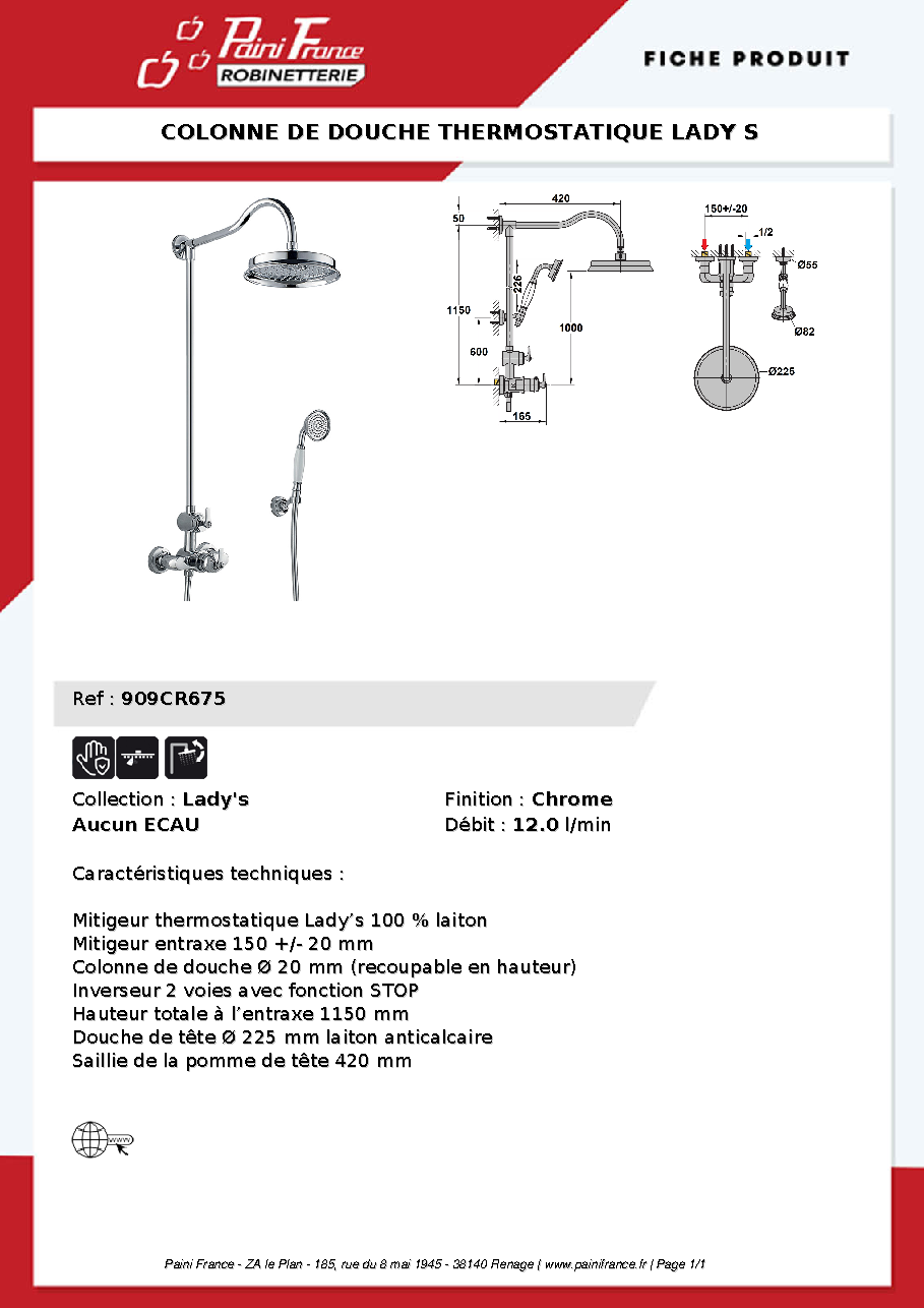 Fiche technique fournisseur