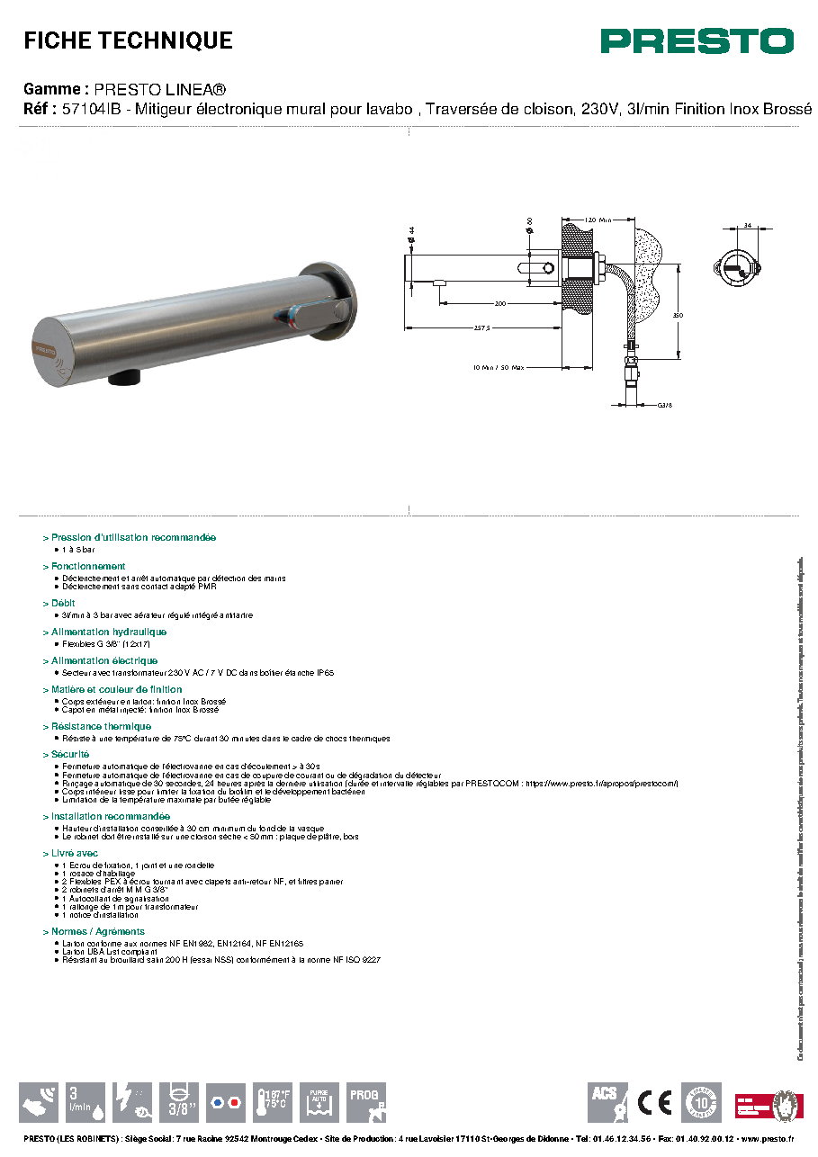 Fiche technique fournisseur
