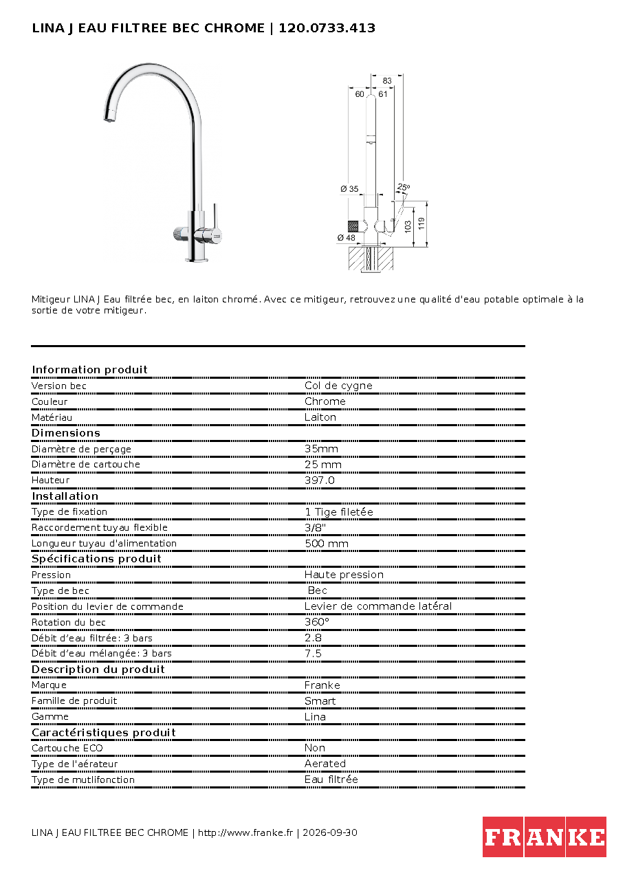 Fiche technique fournisseur