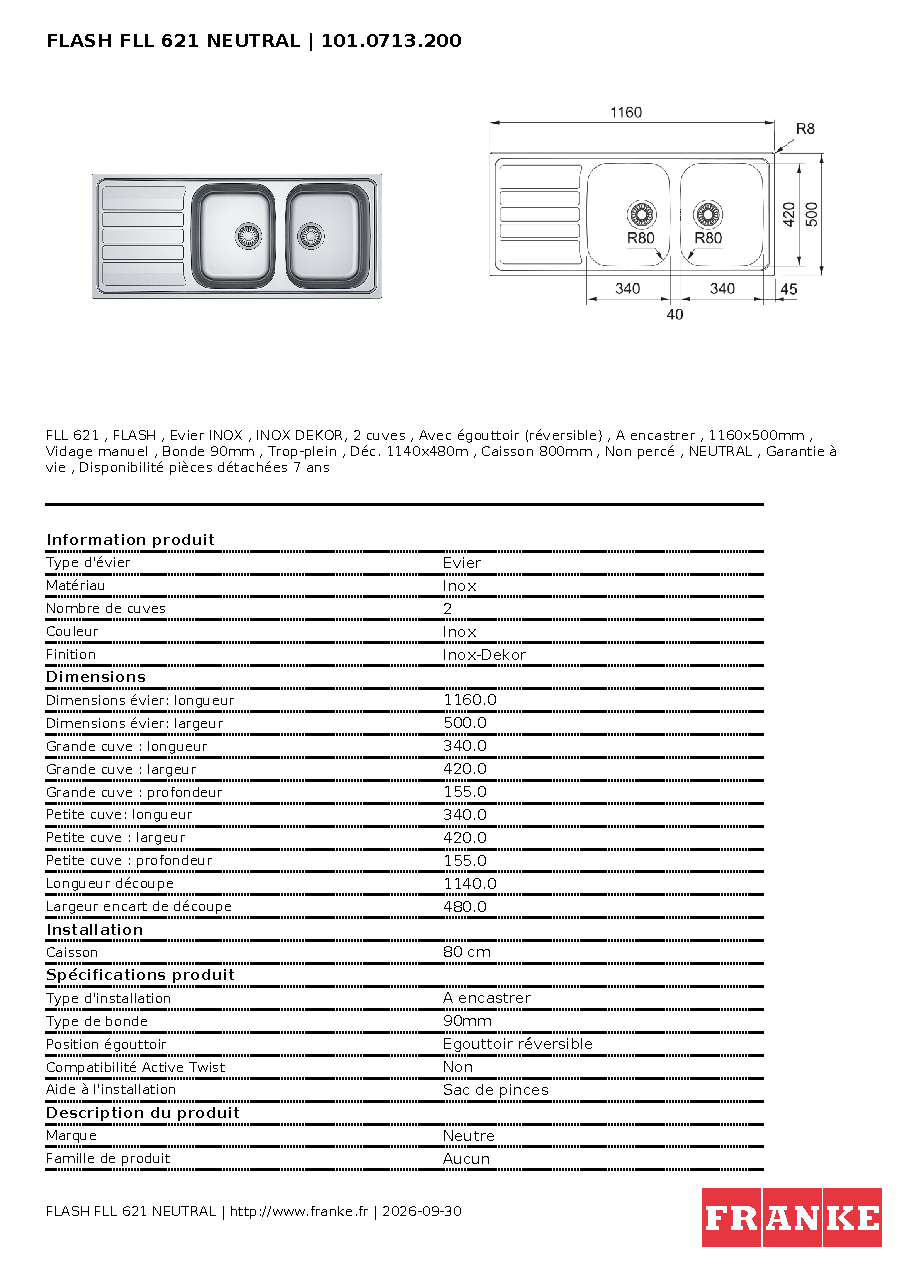 Fiche technique fournisseur