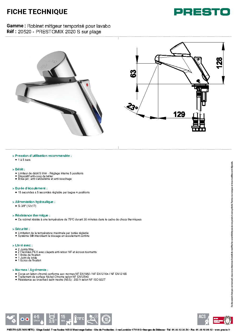 Fiche technique fournisseur
