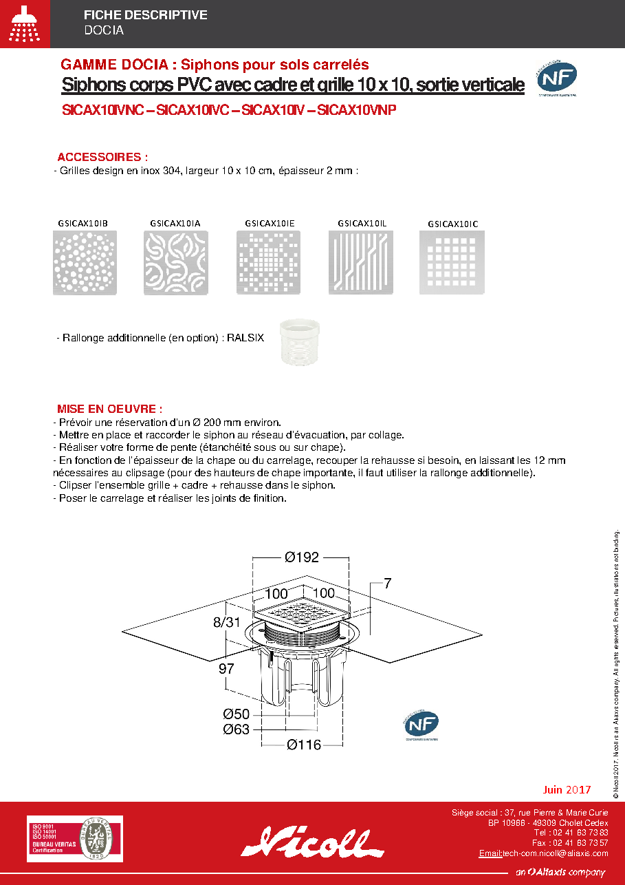Fiche technique fournisseur